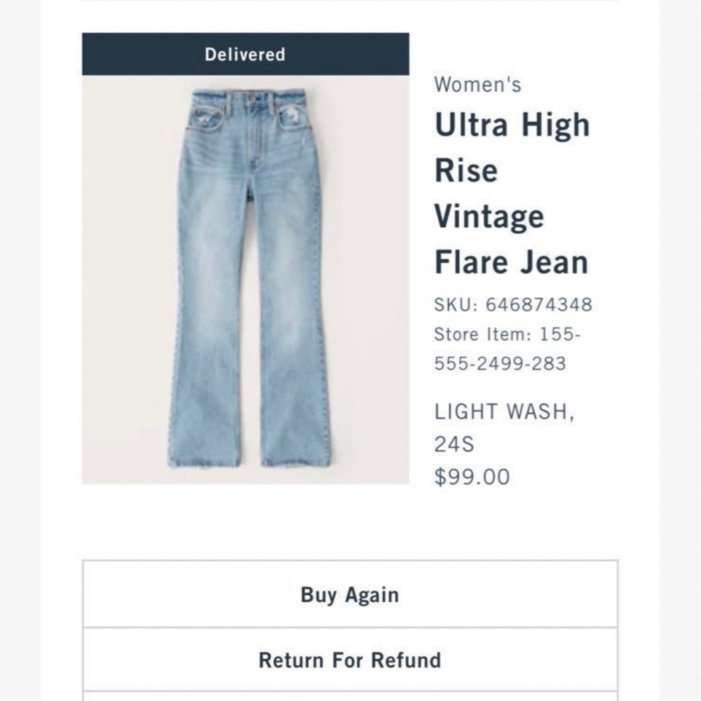 Abercrombie and fitch ultra high rise jeans 24 short